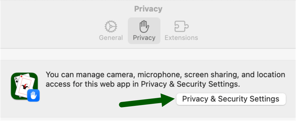 Trickster menu in Safari-based app on a Mac
